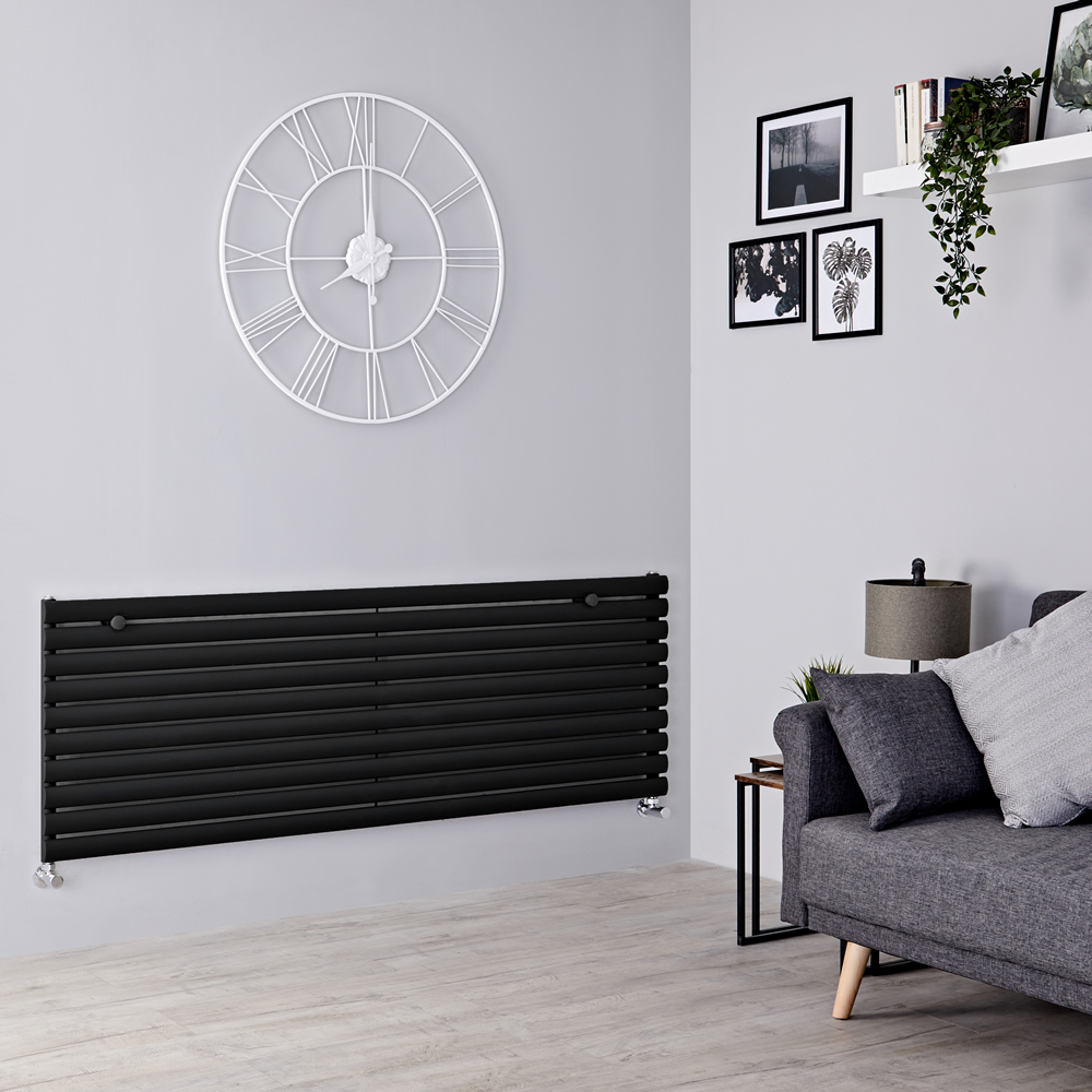 Milano Aruba - Black Horizontal Designer Radiator - 590mm x 1600mm