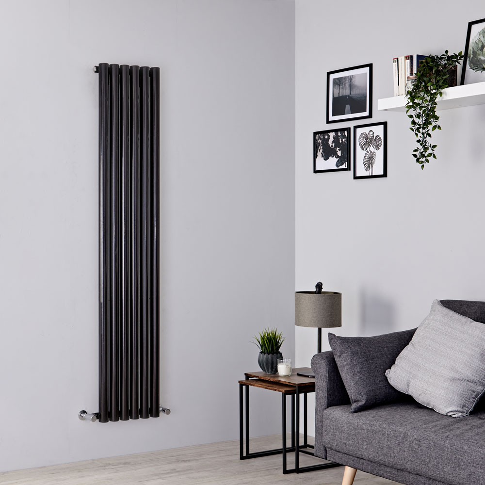 Milano Java - Black Vertical Designer Radiator - 1600mm x 354mm