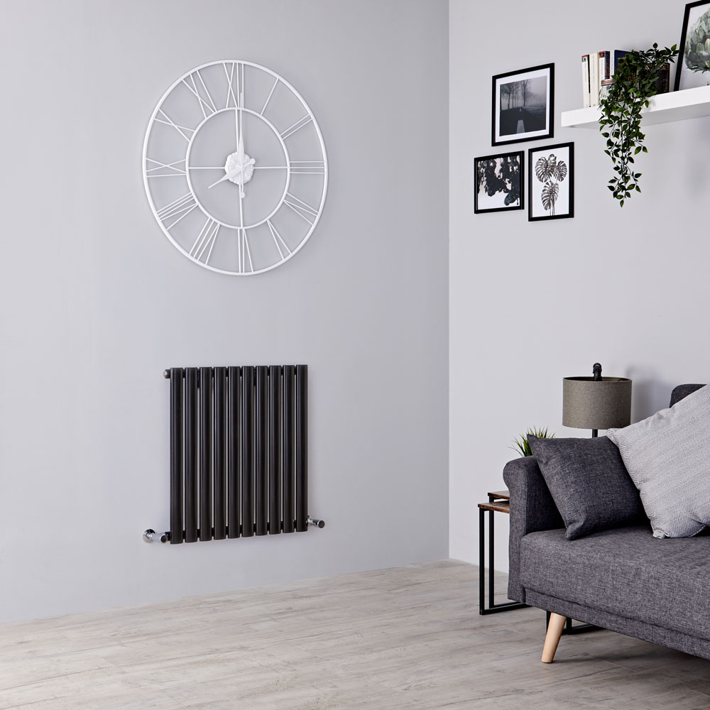 Milano Aruba - Black Horizontal Designer Radiator - 635mm x 595mm