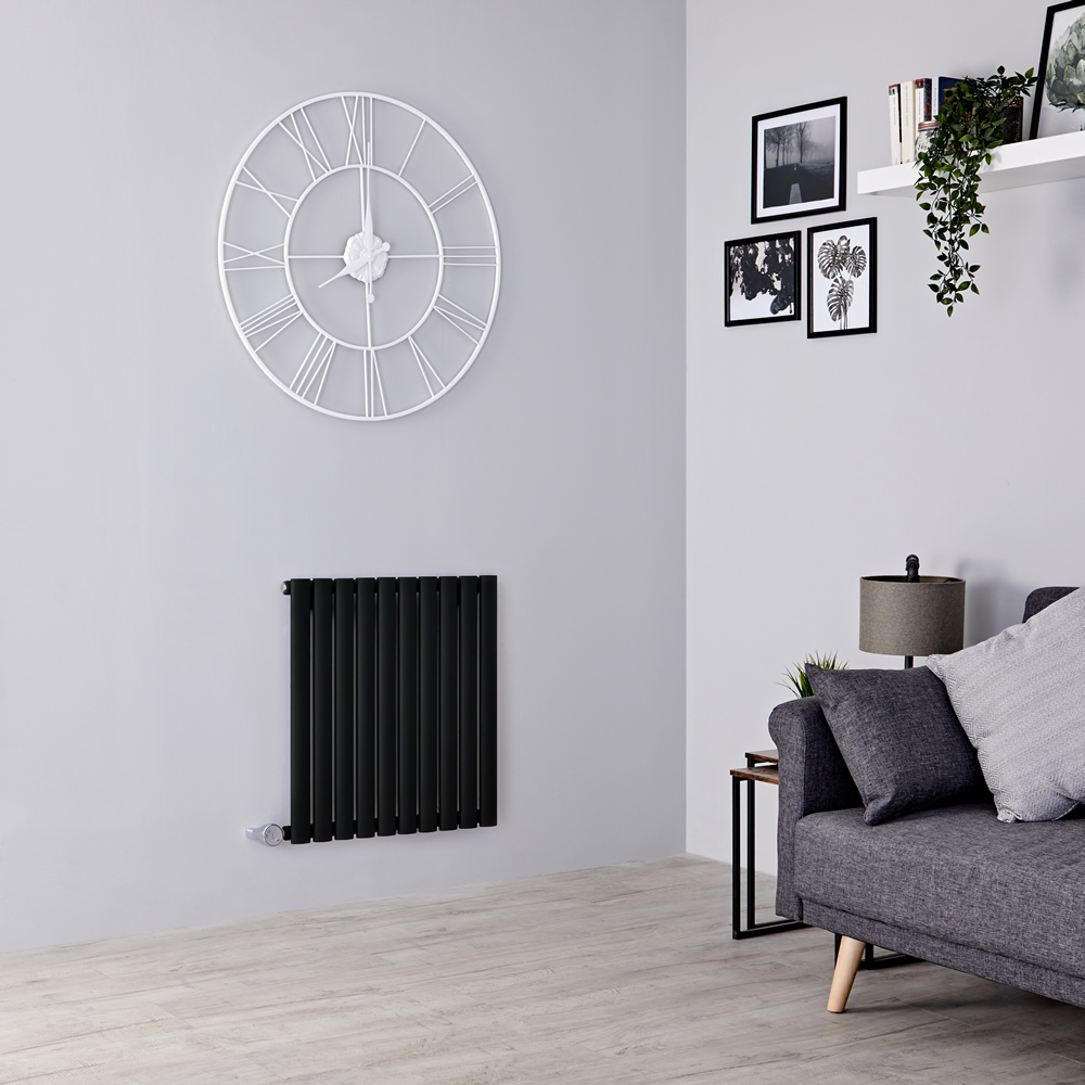 Milano Aruba Electric - Black Horizontal Designer Radiator - 635mm x 595mm