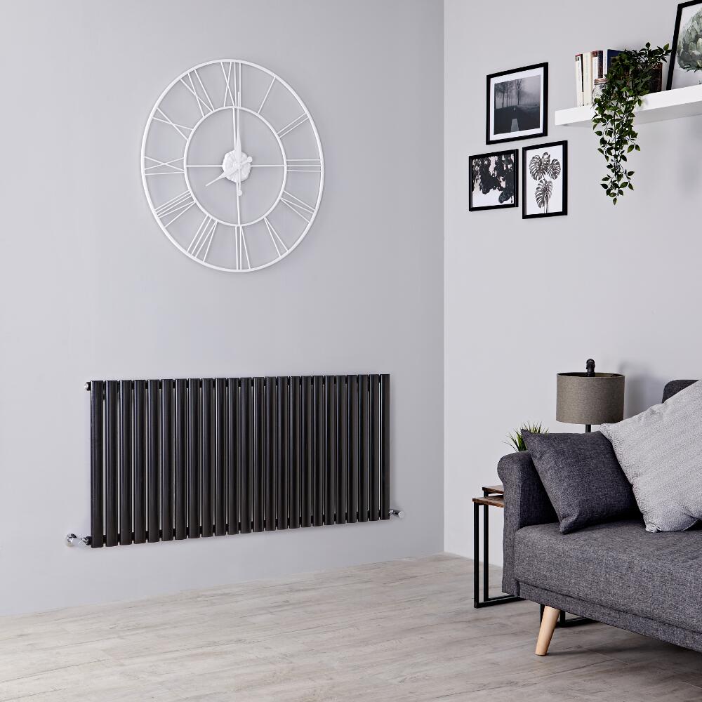 Milano Aruba - Black Horizontal Designer Radiator - 635mm x 1411mm