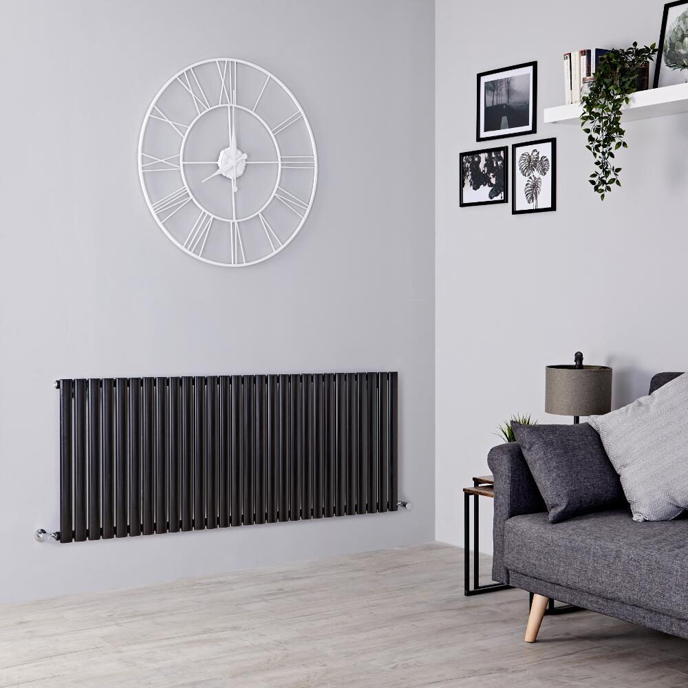 Milano Aruba - Black Horizontal Designer Radiator - 635mm x 1647mm