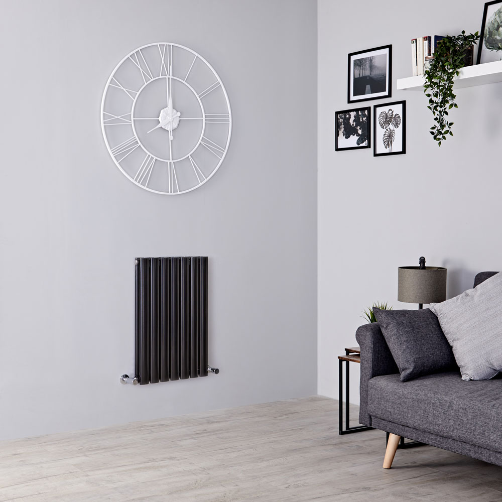 Milano Aruba - Black Horizontal Designer Radiator - 635mm x 415mm (Double Panel)