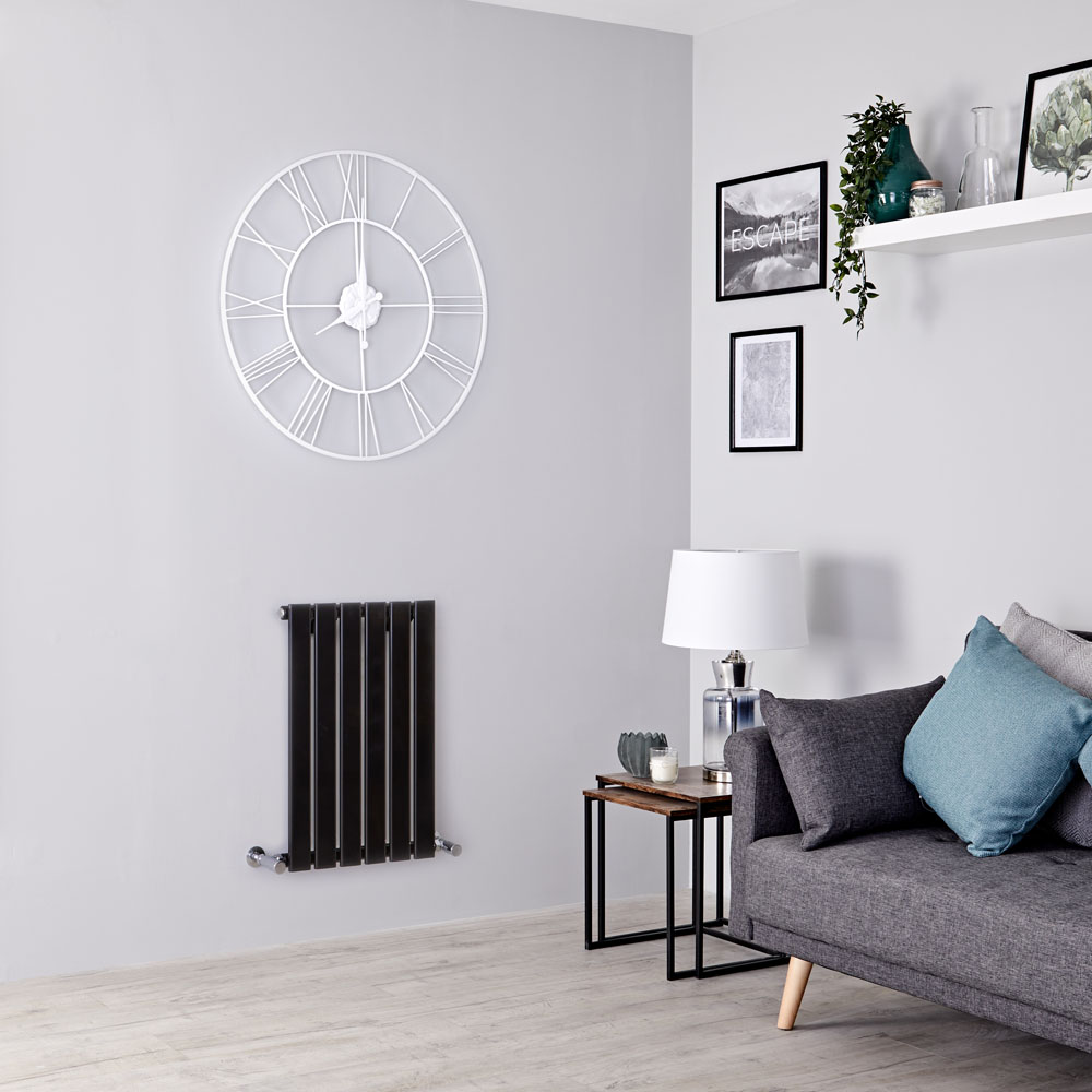 Milano Alpha - Black Flat Panel Horizontal Designer Radiator - 635mm x 420mm