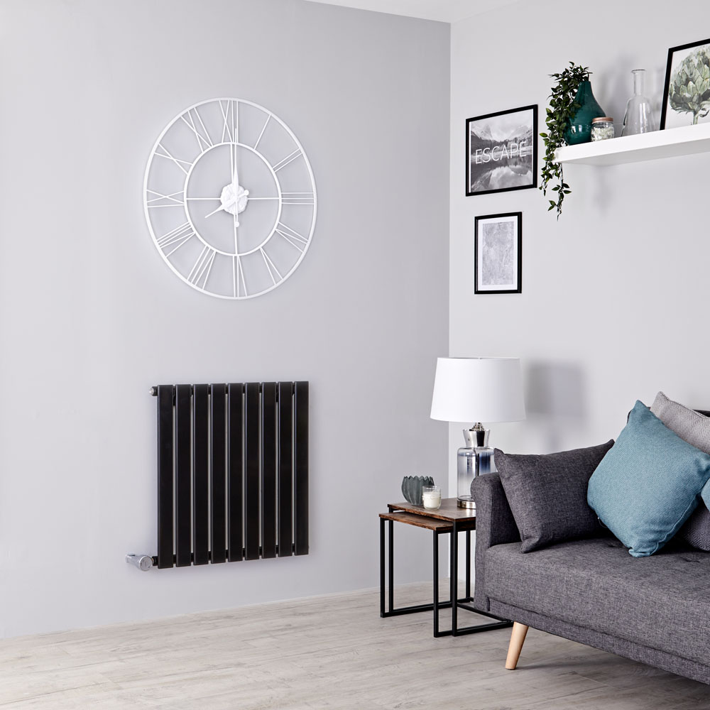 Milano Alpha Electric - Black Horizontal Designer Radiator - 635mm x 630mm