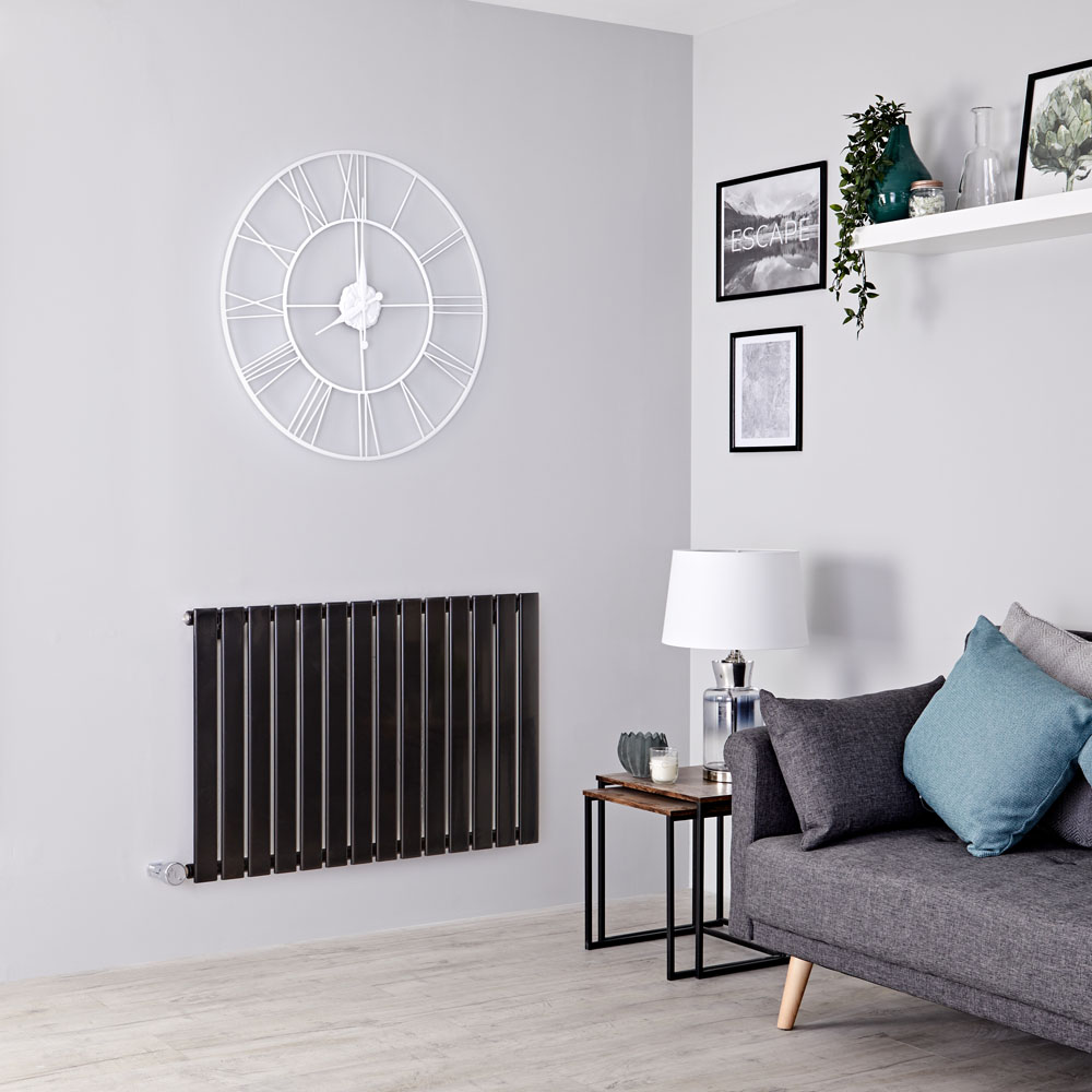 Milano Alpha Electric - Black Horizontal Designer Radiator - 635mm x 980mm
