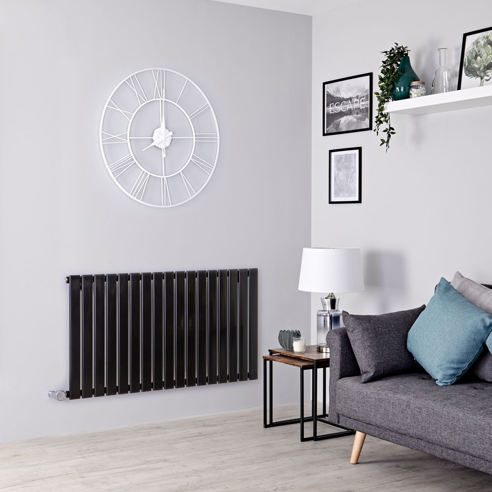 Milano Alpha Electric - Black Horizontal Designer Radiator - 635mm x 1190mm