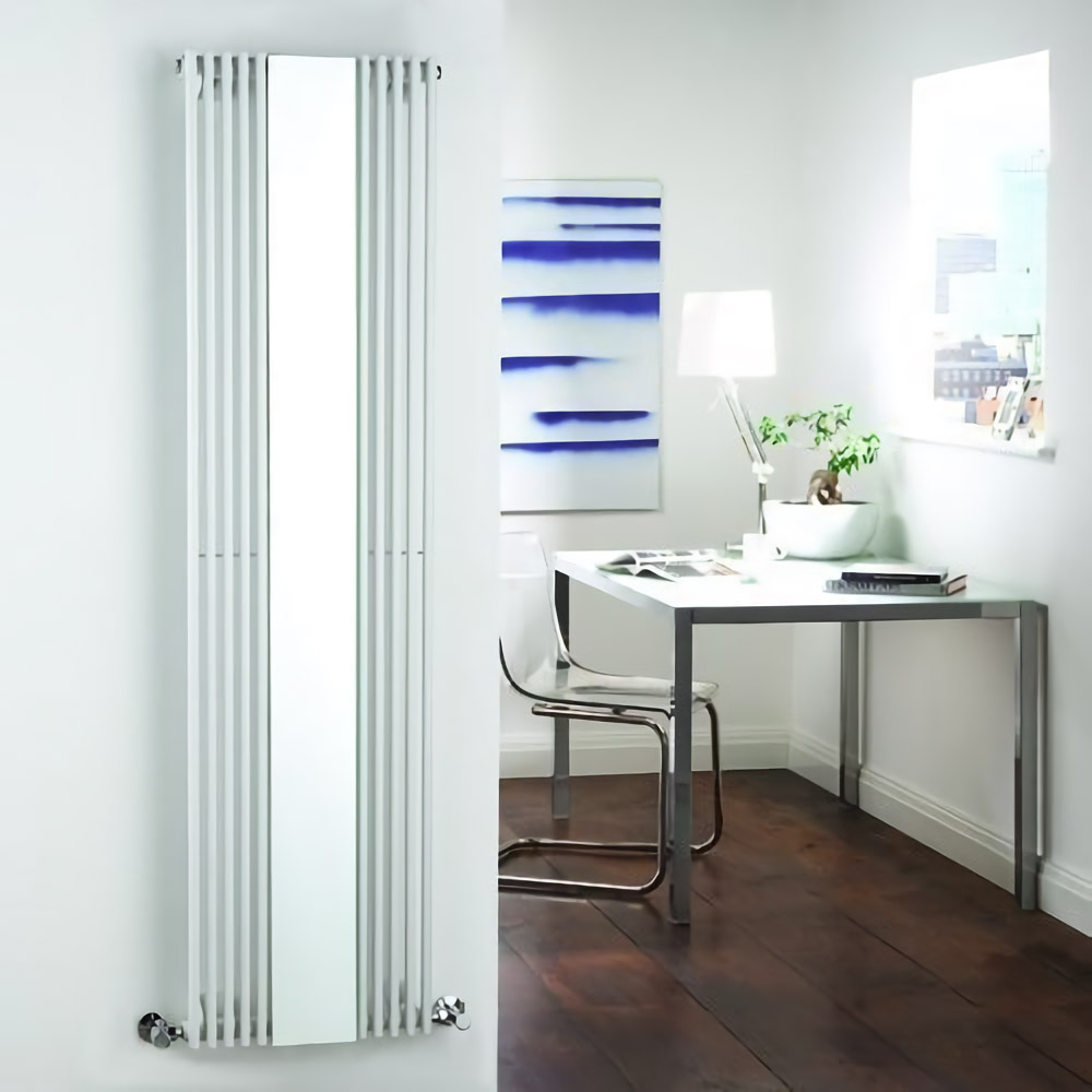 Milano Reflect - White Vertical Designer Radiator With Mirror - 1600mm x 420mm