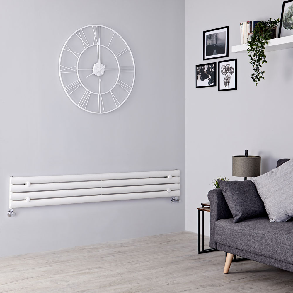 Milano Aruba Slim - White Space-Saving Horizontal Designer Radiator - 236mm x 1600mm