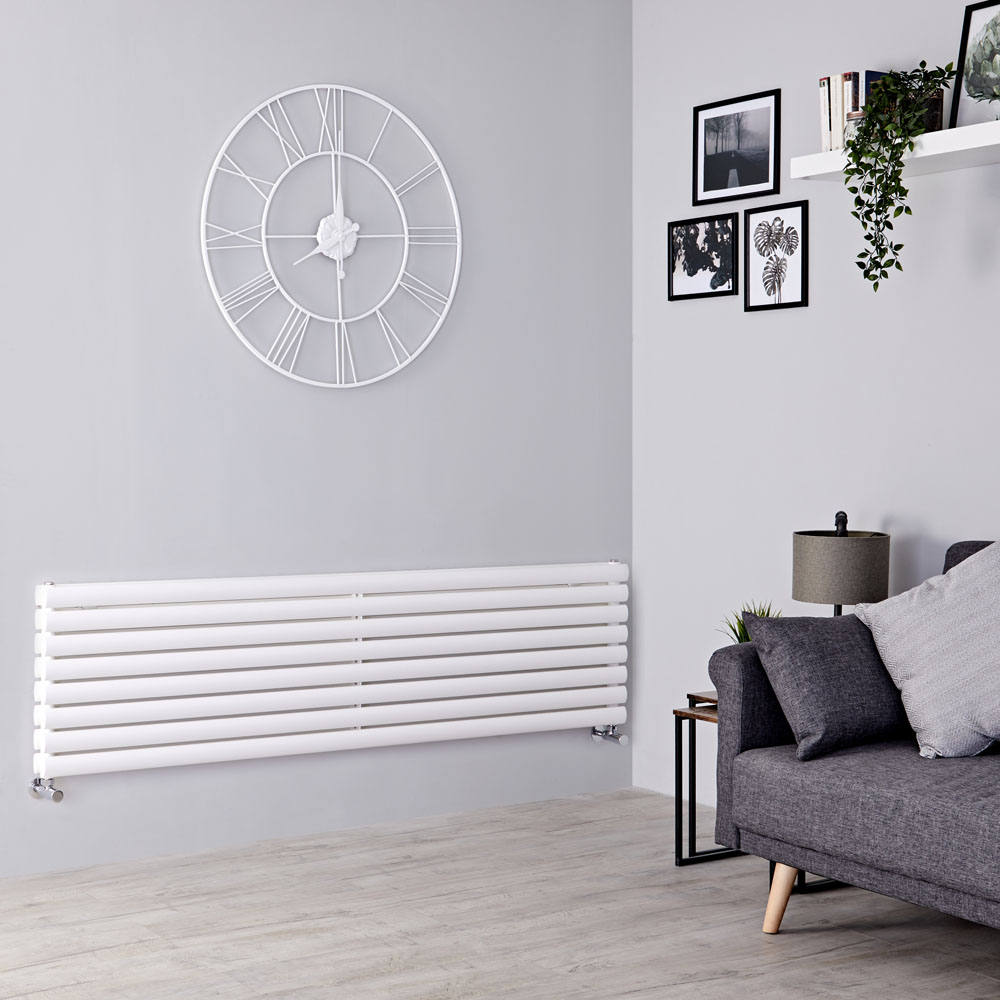 Milano Aruba - White Horizontal Designer Radiator - 472mm x 1600mm (Double Panel)