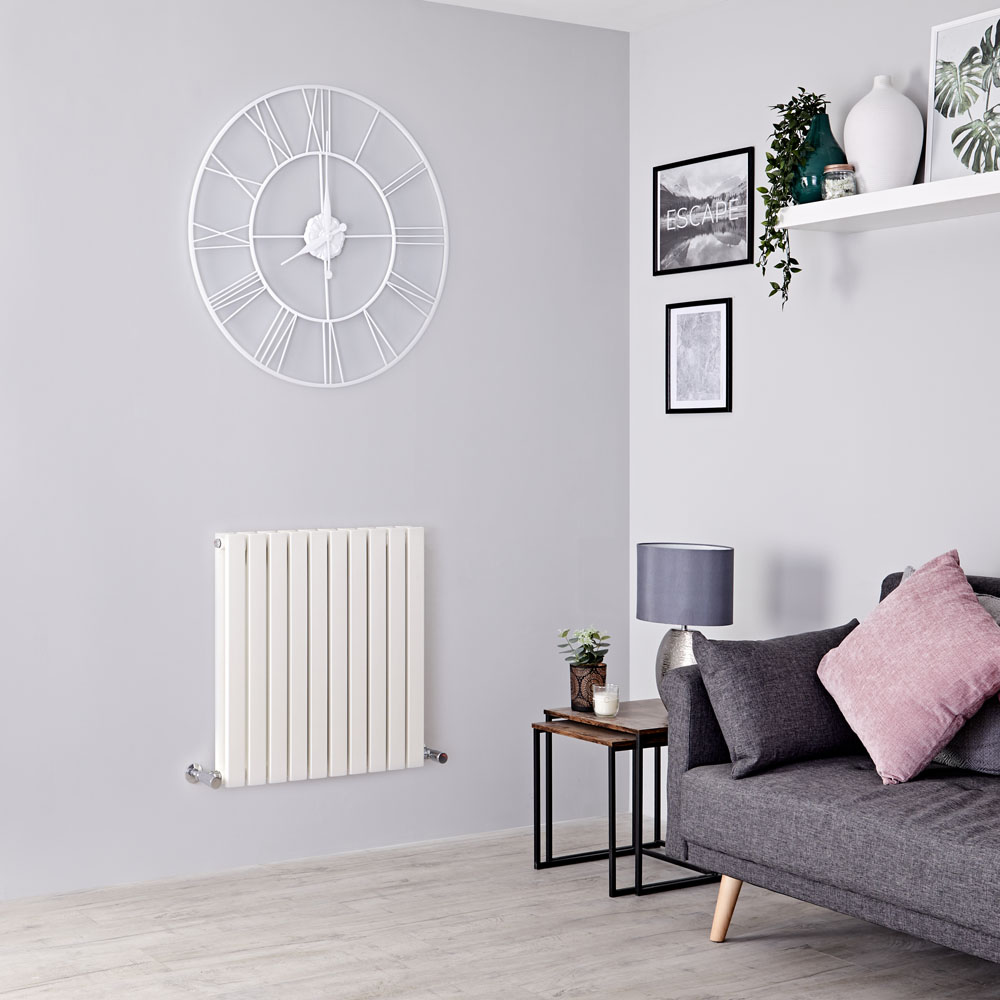 Milano Capri - White Flat Panel Horizontal Designer Radiator - 635mm x 600mm (Double Panel)