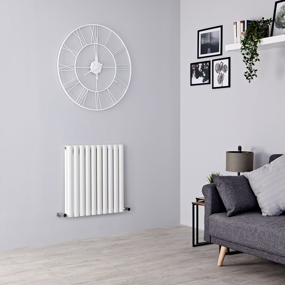 Milano Aruba - White Horizontal Designer Radiator - 635mm x 595mm (Double Panel)