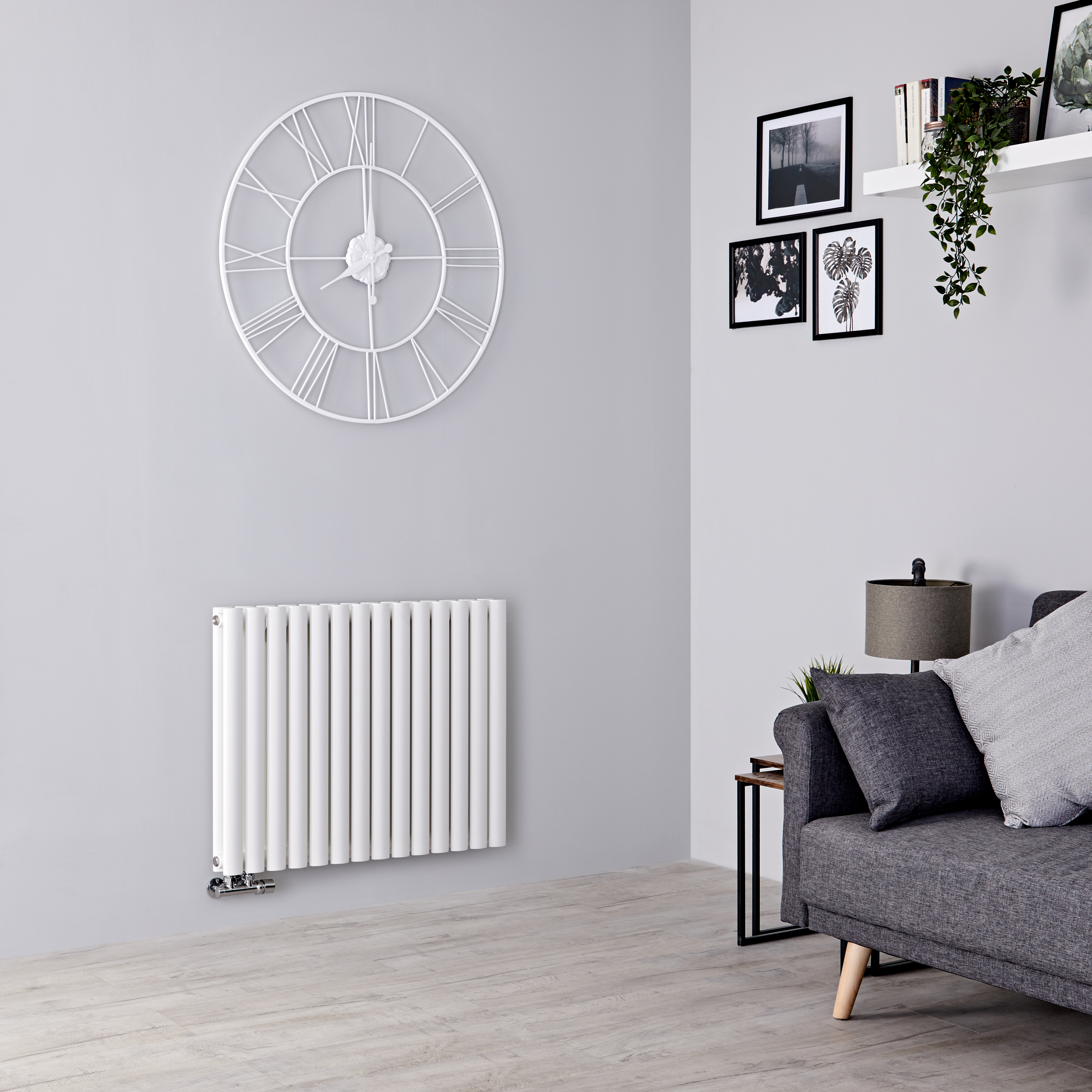 Milano Aruba Flow - White Horizontal Middle Connection Designer Radiator - 635mm x 834mm (Double Panel)