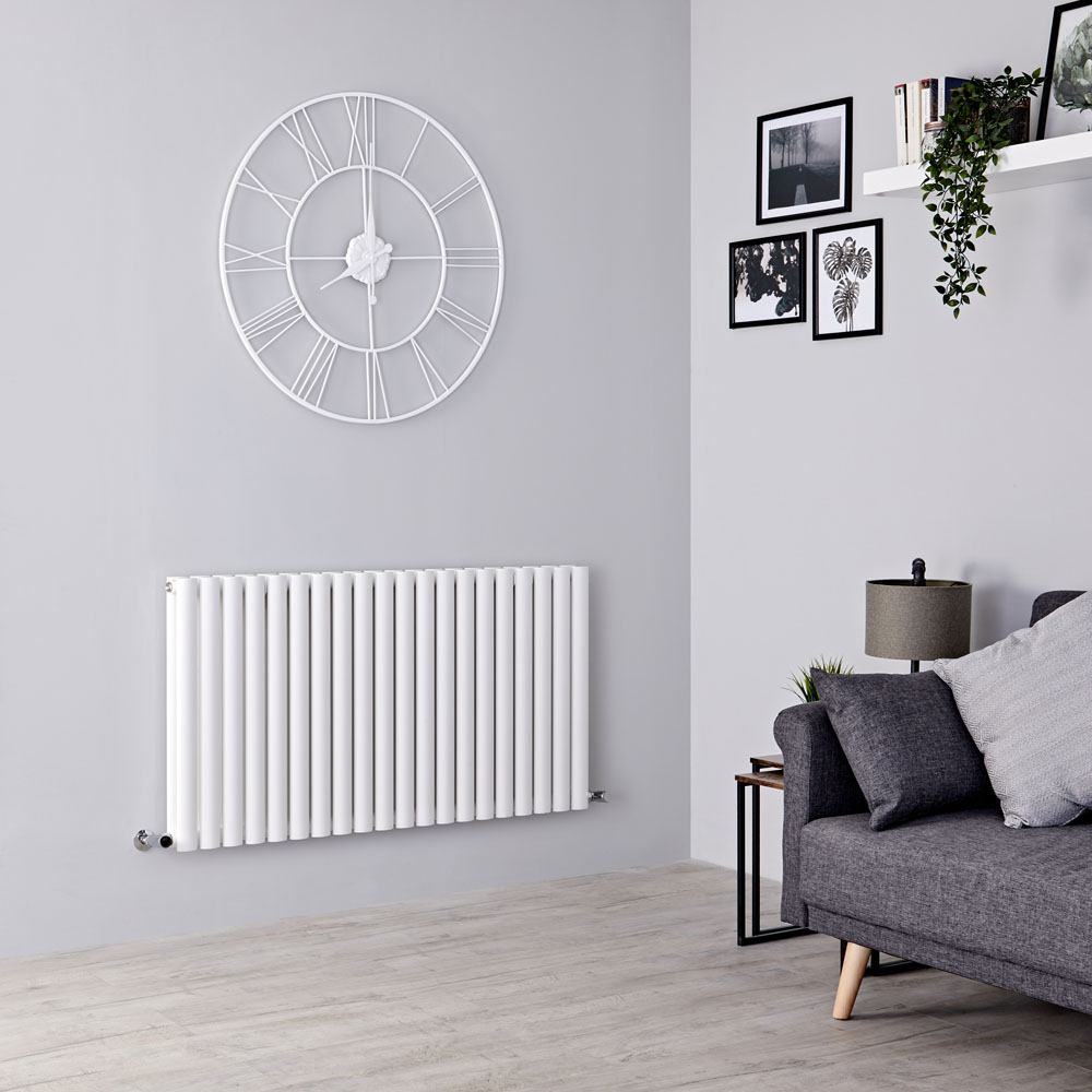 Milano Aruba - White Horizontal Designer Radiator - 635mm x 1180mm (Double Panel)