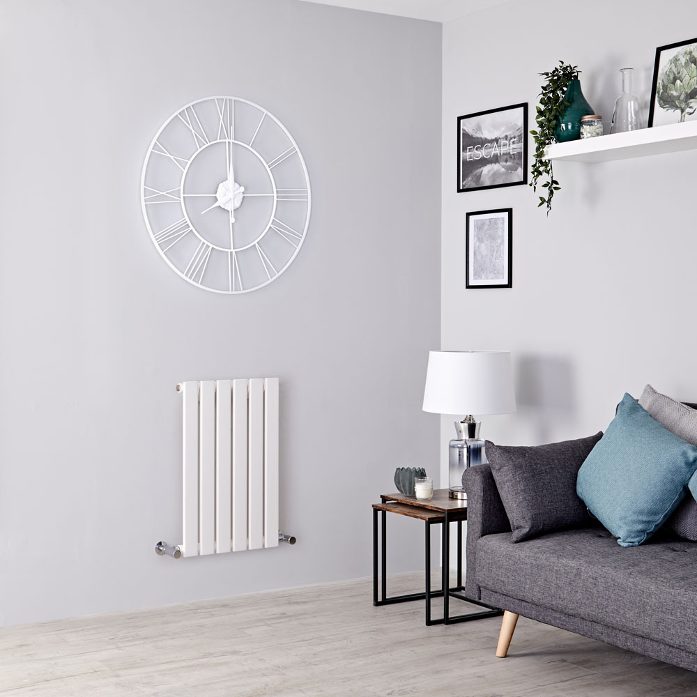 Milano Alpha - White Flat Panel Horizontal Designer Radiator - 635mm x 420mm