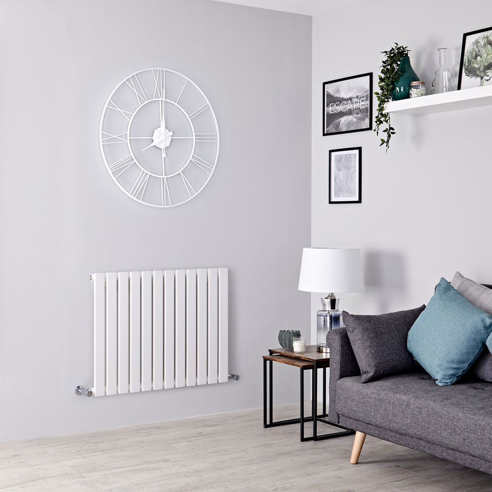 Milano Alpha - White Flat Panel Horizontal Designer Radiator - 635mm x 840mm
