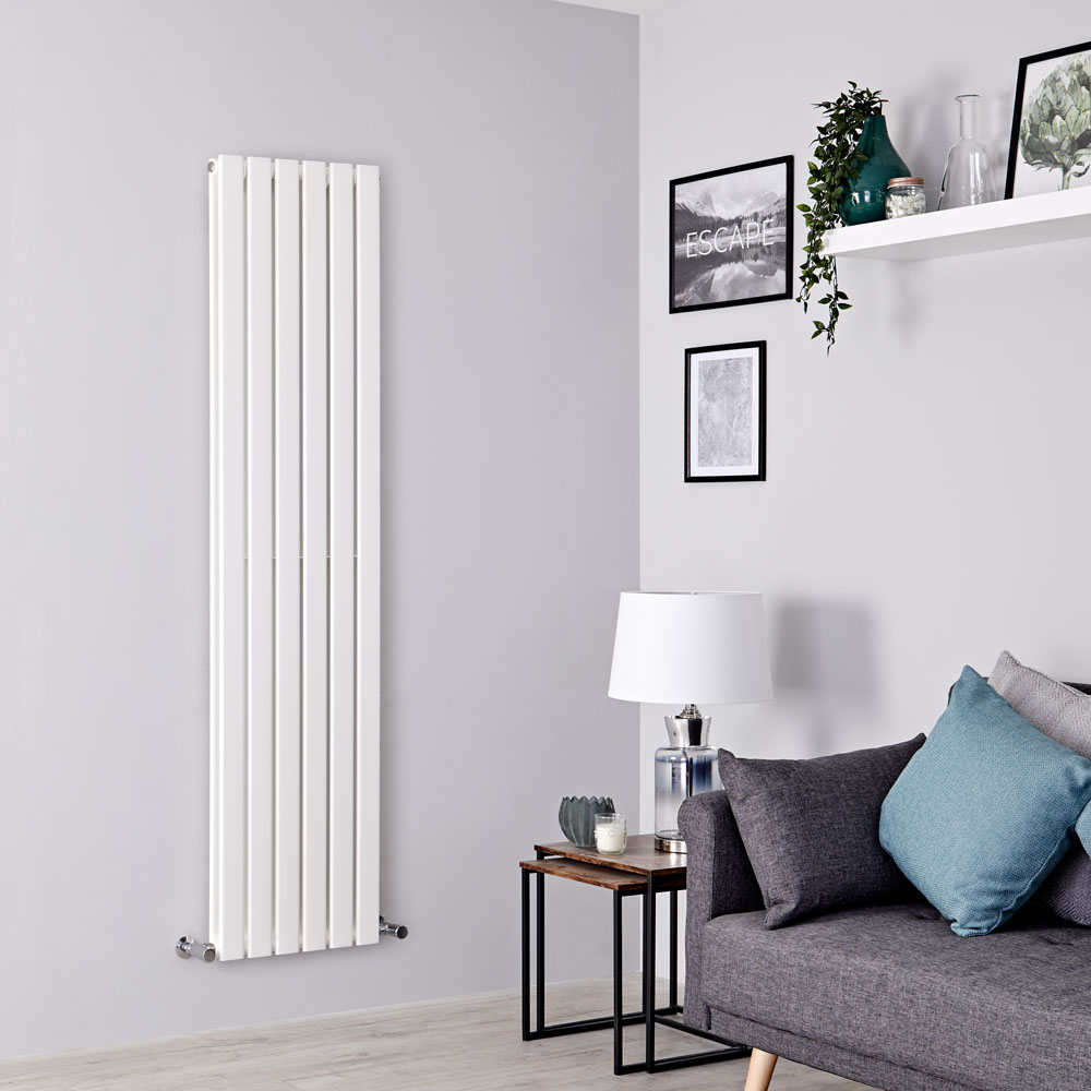 Milano Alpha - White Flat Panel Vertical Designer Radiator - 1600mm x 420mm (Double Panel)
