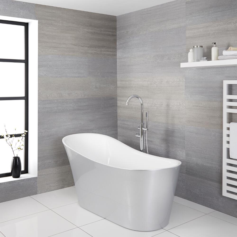 Milano Select - Silver Modern Freestanding Slipper Bath - 1710mm x 745mm