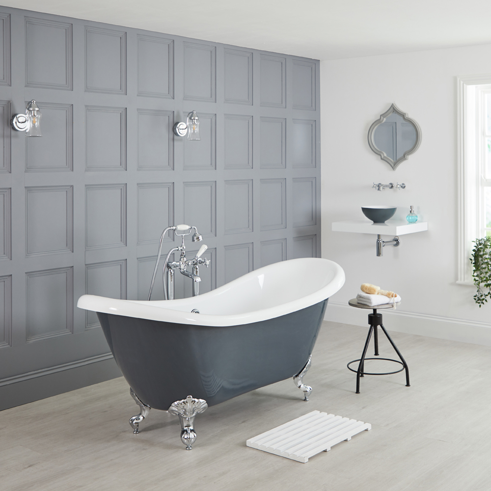 Milano Hest Stone Grey Traditional DoubleEnded Freestanding Slipper