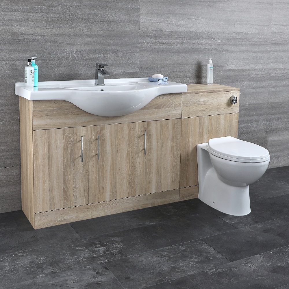 Milano Arch - Modern 1540mm Vanity and WC Combination Unit with Pan and Cistern