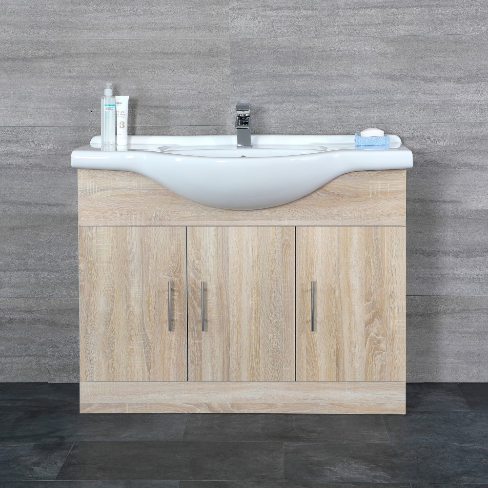 Milano Arch - Oak 1050mm Floor Standing Vanity Unit with Basin