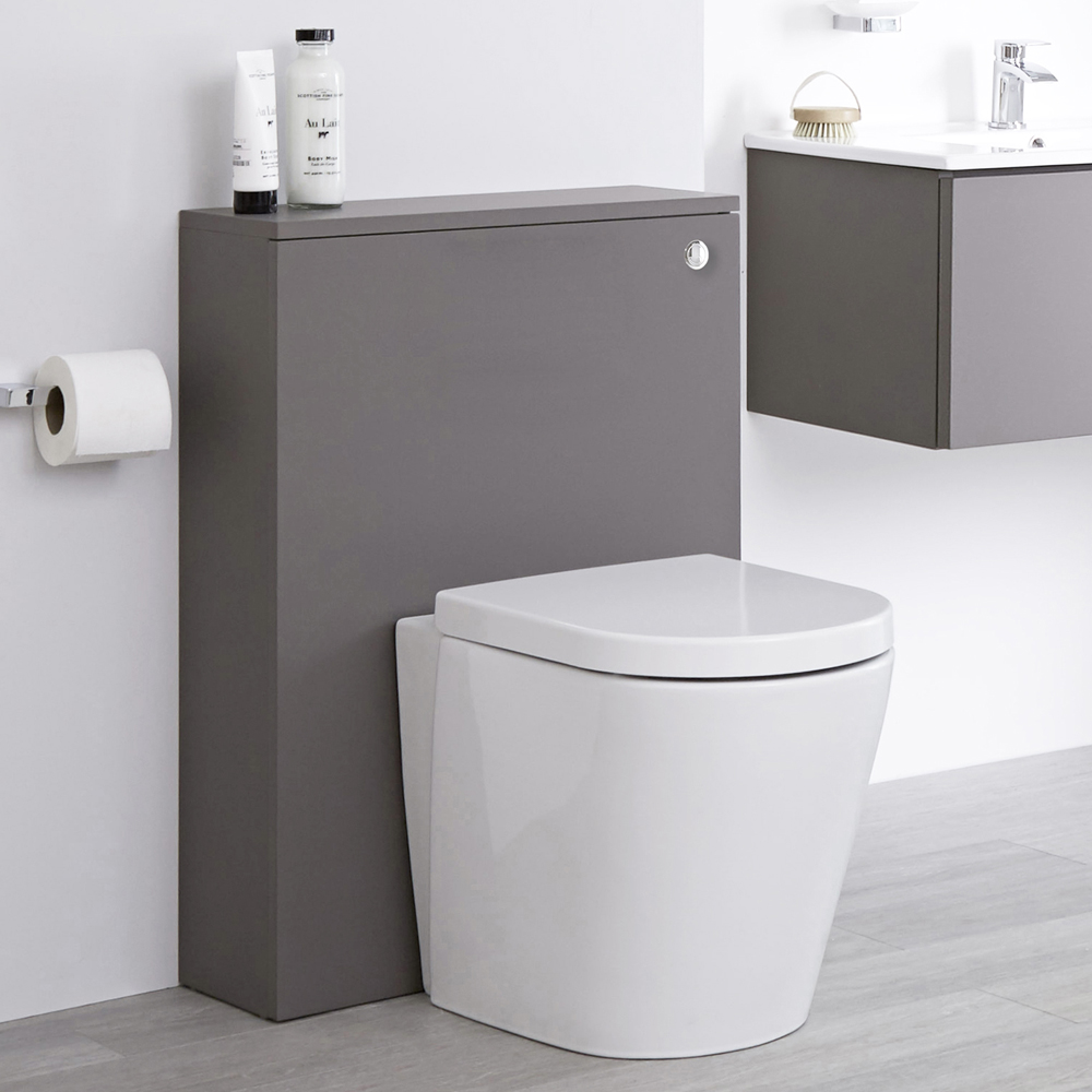 Milano Oxley - Grey 600mm WC Unit with Back to Wall Toilet
