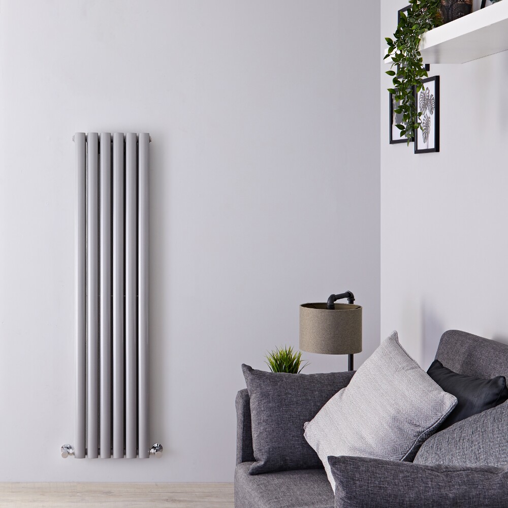 Milano Aruba - Silver Vertical Designer Radiator - 1500mm x 354mm (Double Panel)