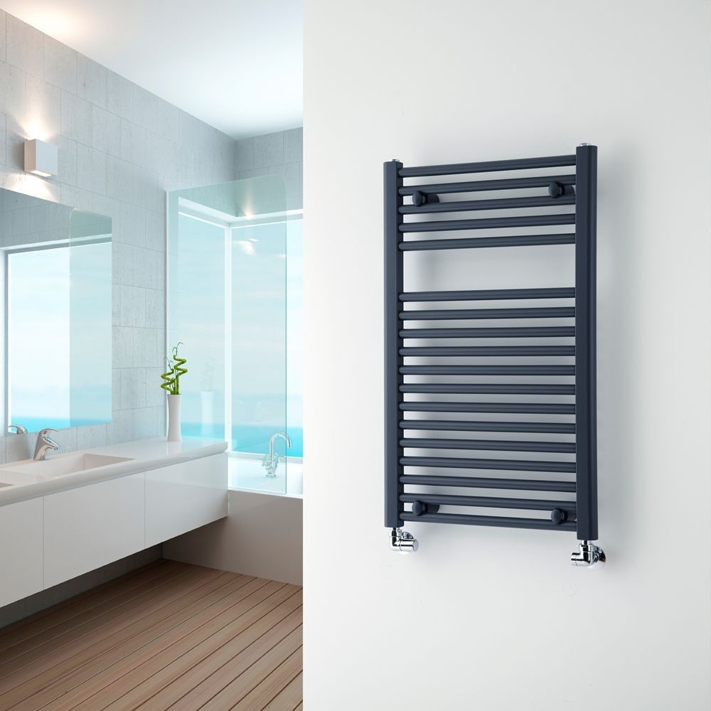 Milano Brook - Anthracite Flat Heated Towel Rail - 800mm x 500mm