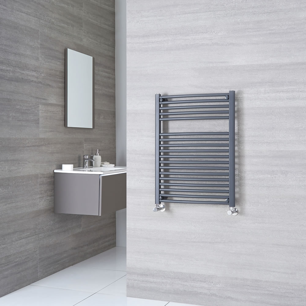 Milano Brook - Anthracite Flat Heated Towel Rail - 800mm x 500mm