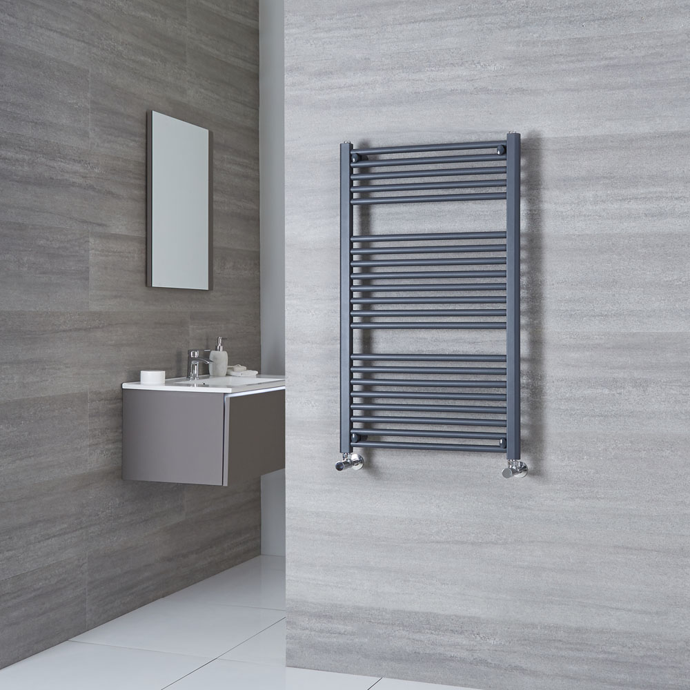 Milano Brook - Anthracite Flat Heated Towel Rail - 1000mm x 600mm