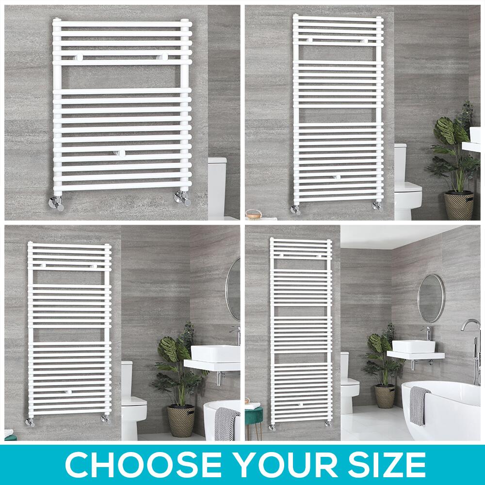 Milano Arno - White Bar on Bar Heated Towel Rail - Choice of Size