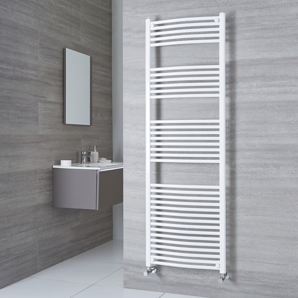 Milano Calder - White Curved Heated Towel Rail - 1800mm x 500mm