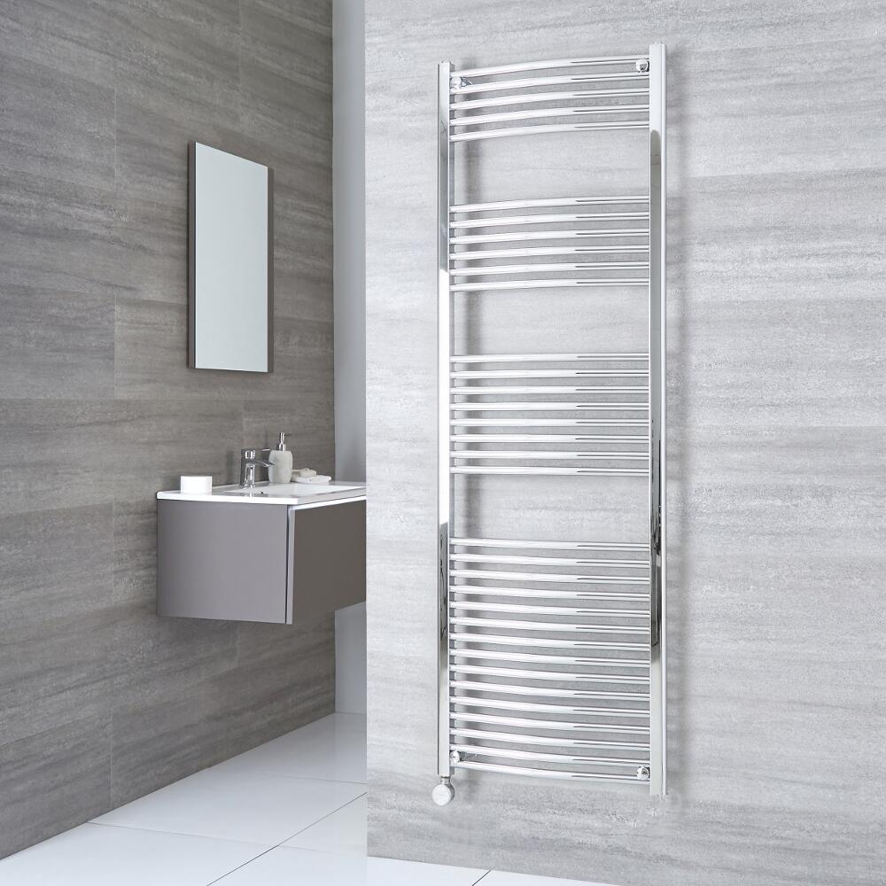 Milano Ribble Electric - Chrome Curved Heated Towel Rail - 1800mm x 600mm
