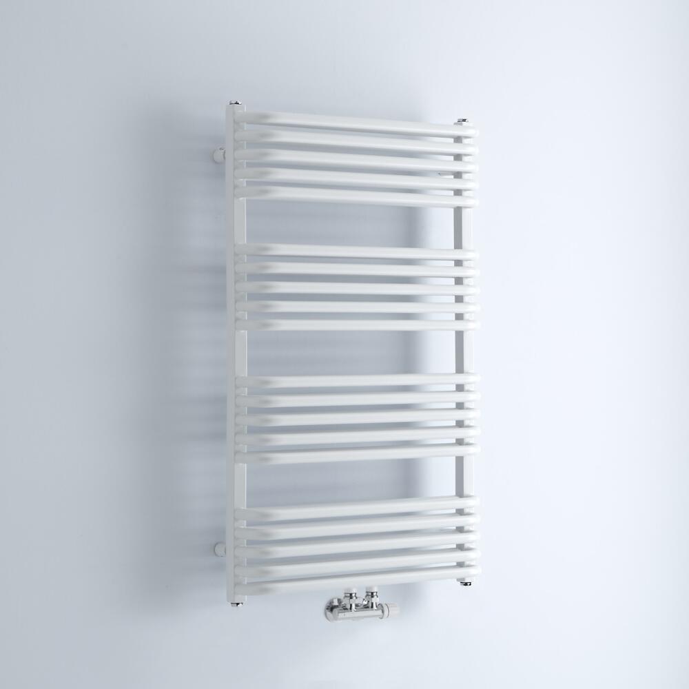 Milano Bow - White D-Bar Heated Towel Rail - 1000mm x 600mm