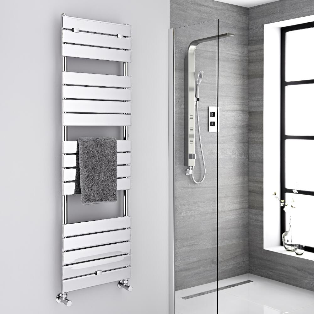 Milano Lustro - Chrome Flat Panel Designer Heated Towel Rail - 1512mm x 450mm