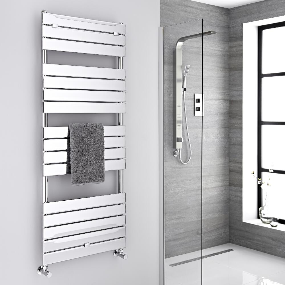 Milano Lustro - Chrome Flat Panel Designer Heated Towel Rail - 1512mm x 600mm