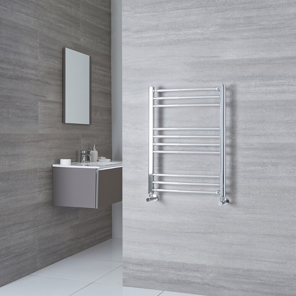 Milano Eco - Chrome Curved Heated Towel Rail - 800mm x 500mm
