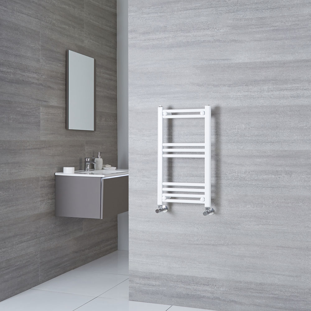 Milano Calder - White Flat Heated Towel Rail - 700mm x 400mm