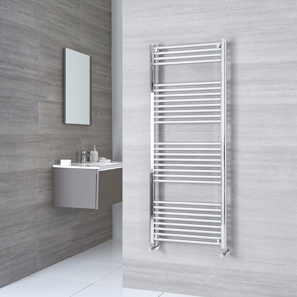 Milano Ribble - Chrome Flat Heated Towel Rail - 1500mm x 500mm