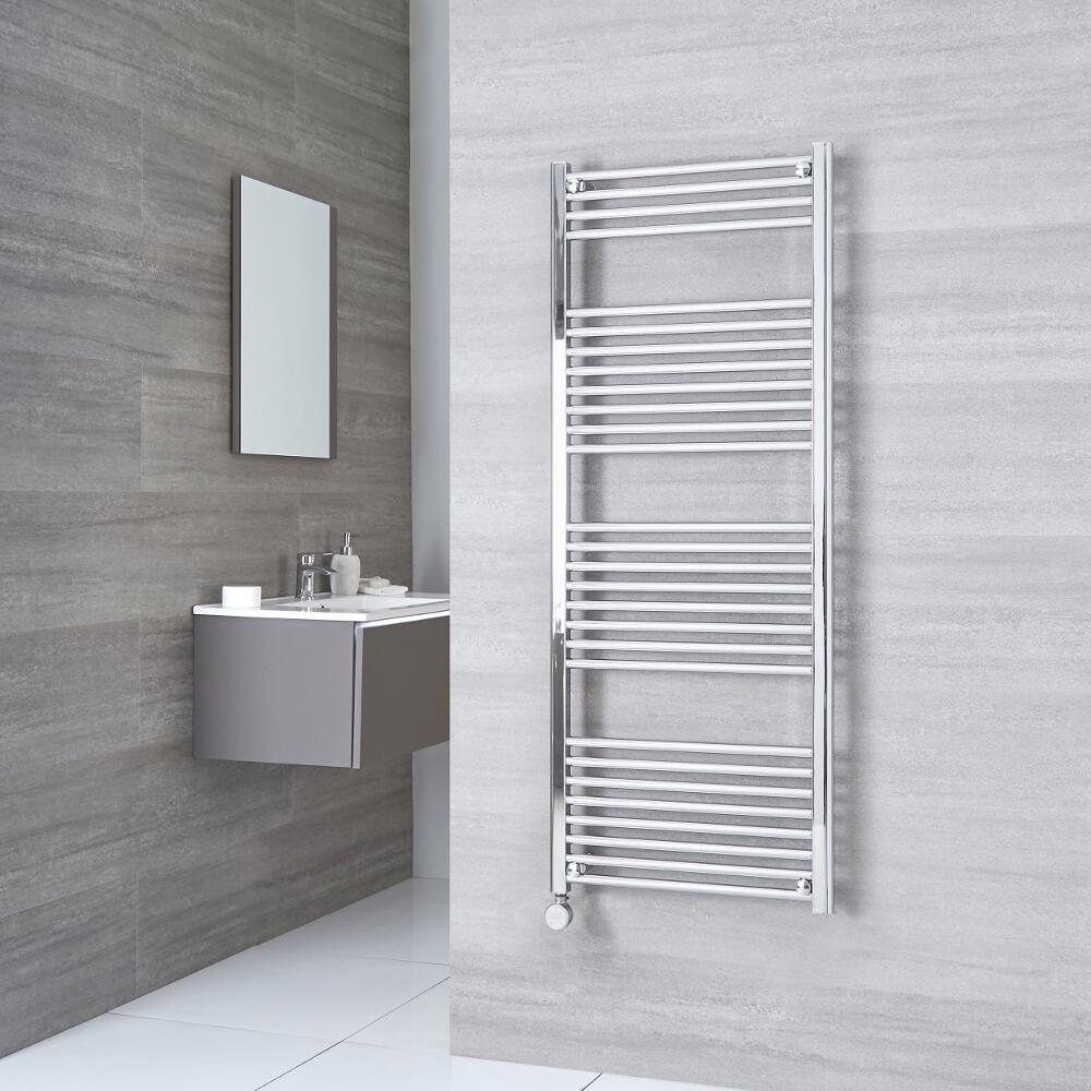 Milano Ribble Electric - Chrome Flat Heated Towel Rail - 1500mm x 500mm