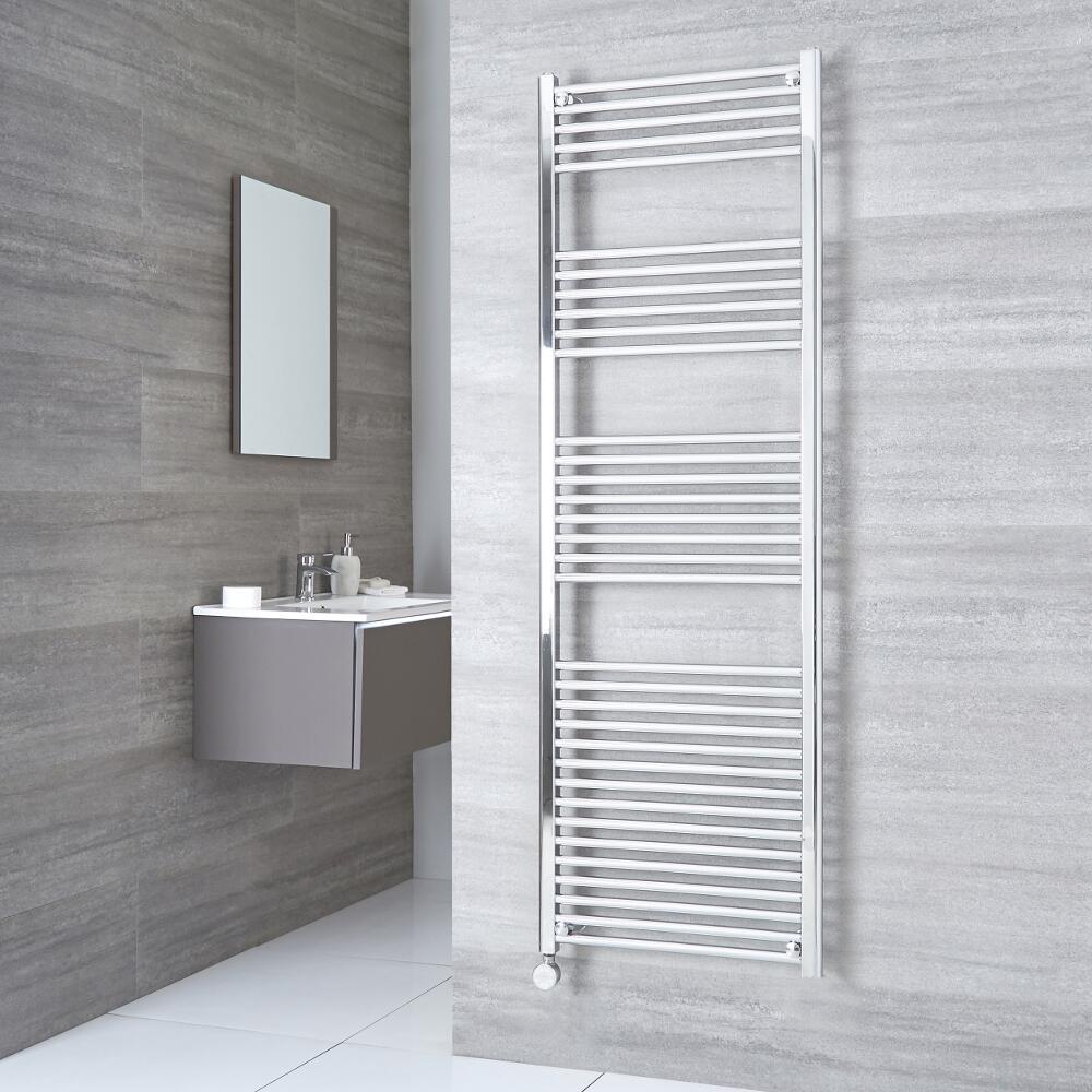 Milano Ribble Electric - Chrome Flat Heated Towel Rail - 1800mm x 500mm