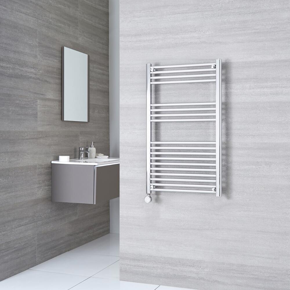 Milano Ribble Electric - Chrome Flat Heated Towel Rail - 1000mm x 600mm