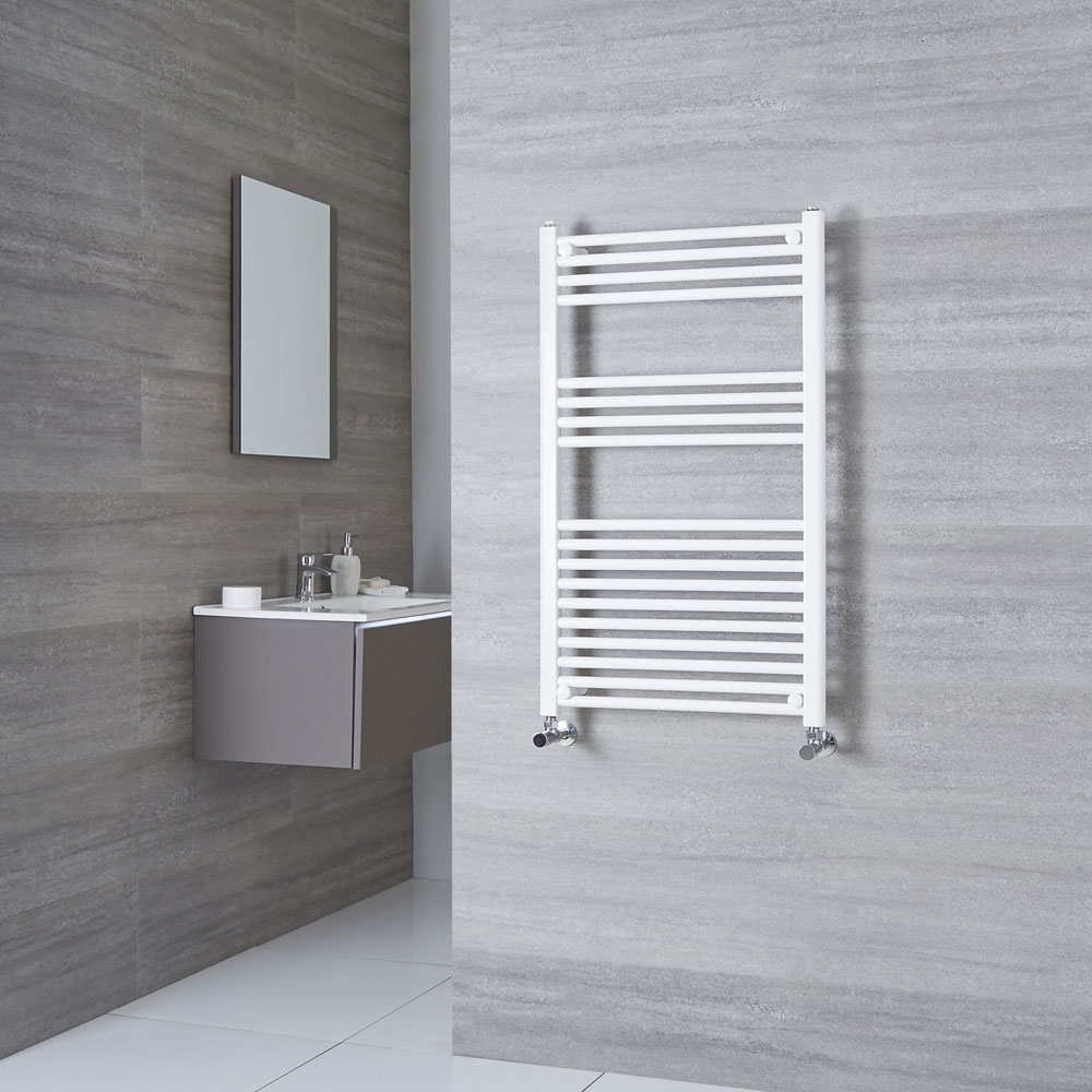 Milano Calder - White Flat Heated Towel Rail - 1000mm x 600mm