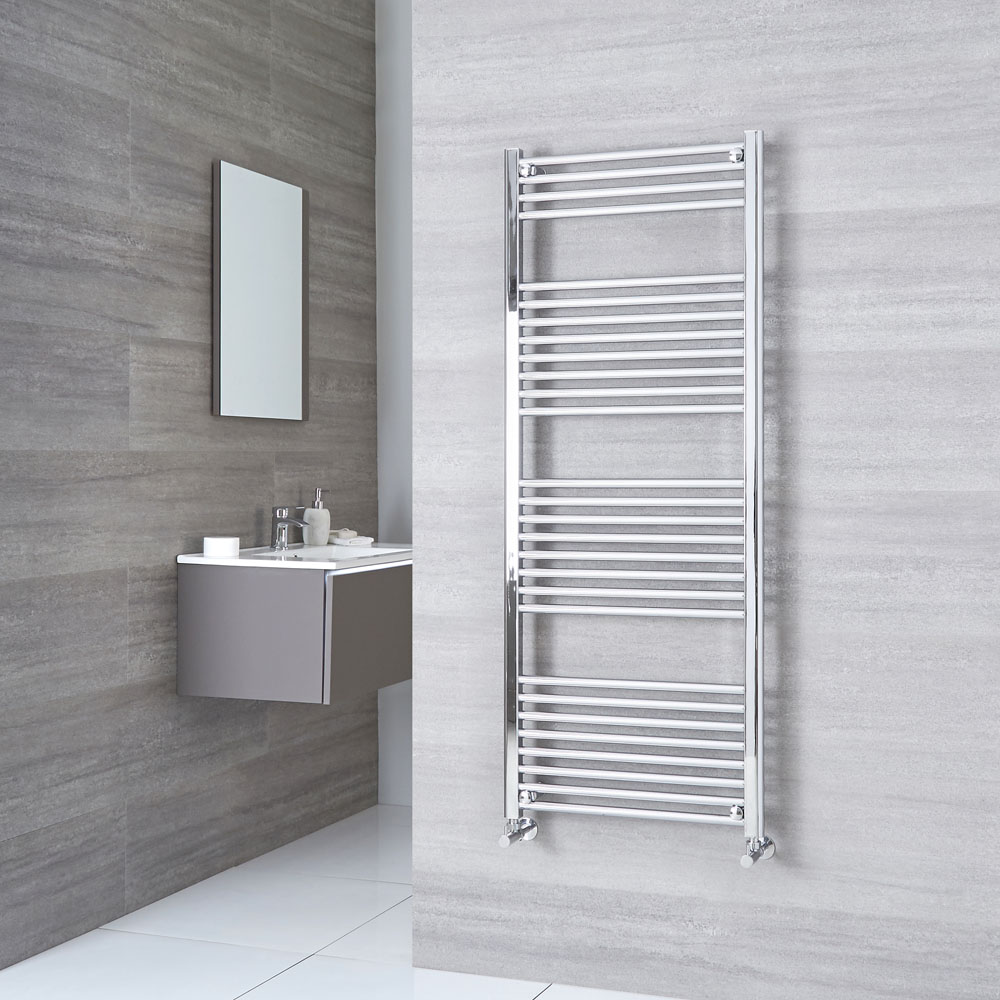Milano Ribble - Chrome Flat Heated Towel Rail - 1500mm x 600mm