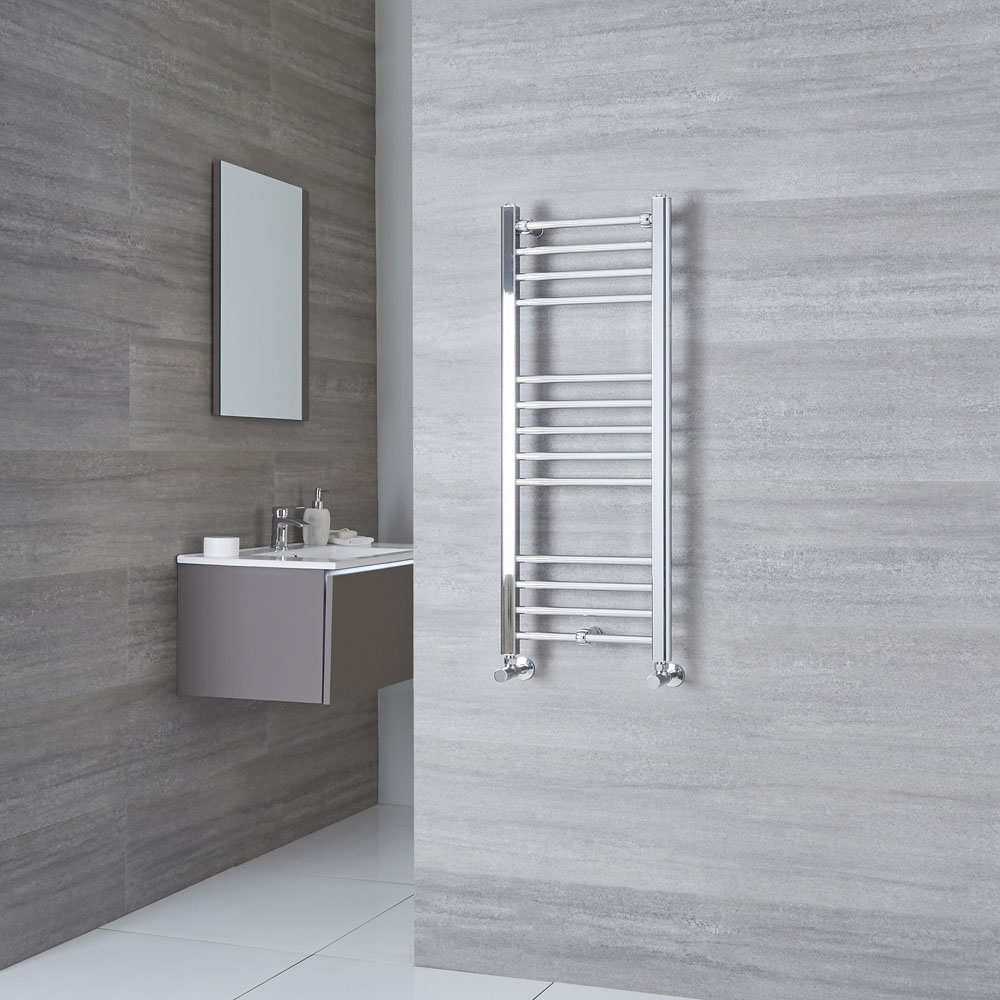 Milano Eco - Chrome Flat Heated Towel Rail - 1000mm x 400mm