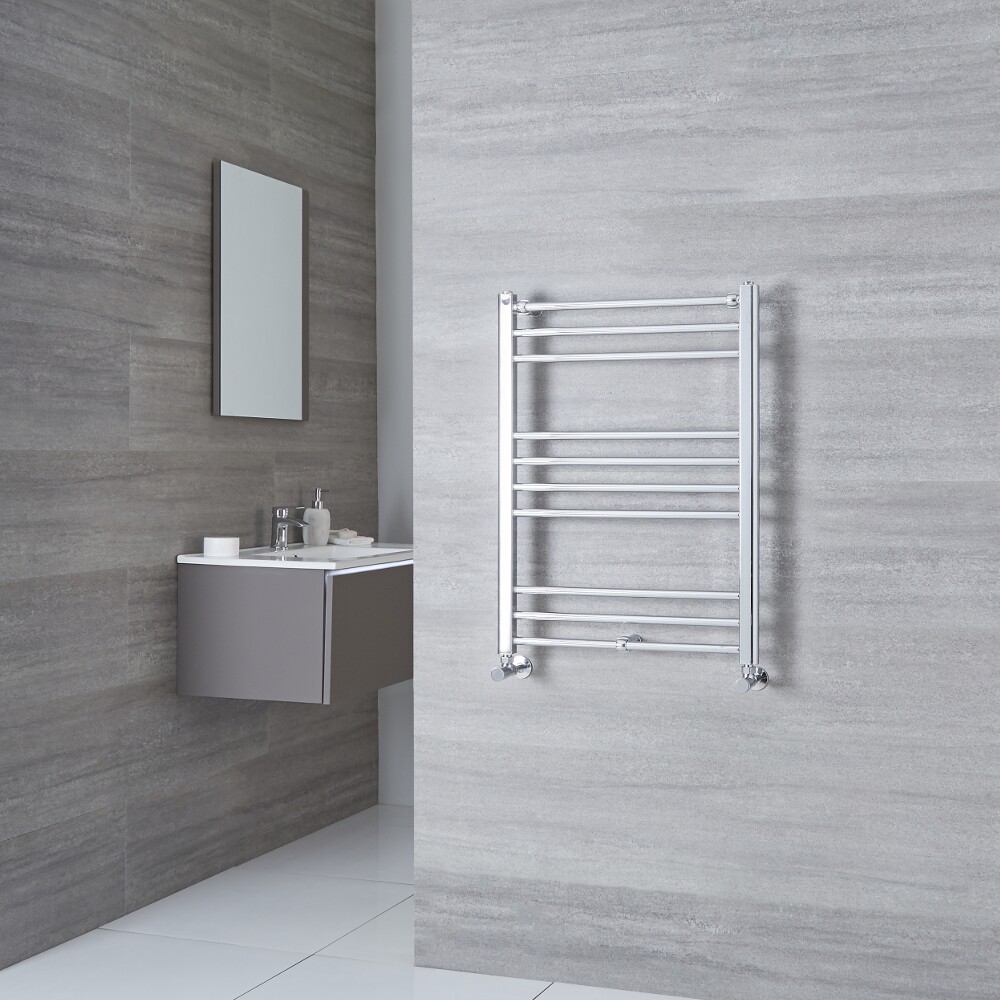 Milano Eco - Chrome Flat Heated Towel Rail - 800mm x 500mm
