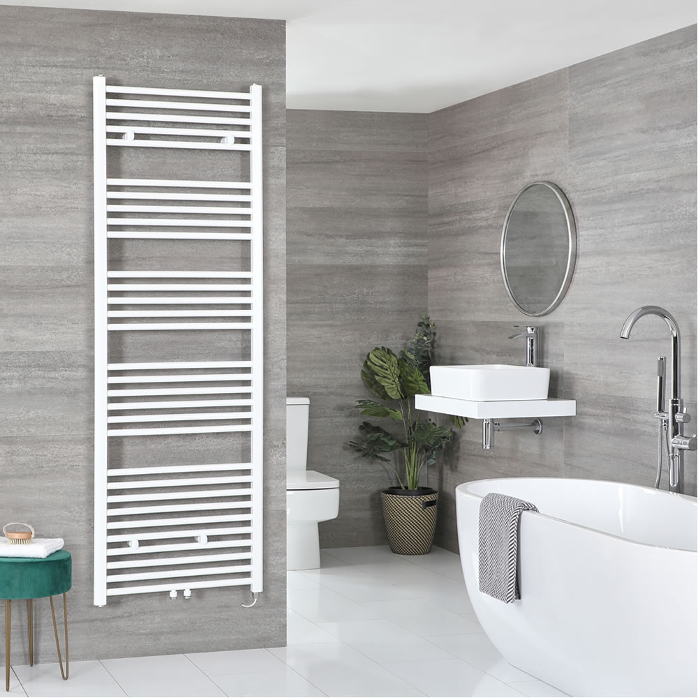 Milano Neva Electric - White Heated Towel Rail - 1785mm x 600mm