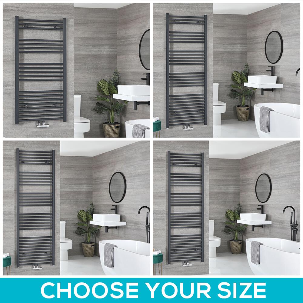 Milano Neva - Anthracite Central Connection Heated Towel Rail - Choice of Size
