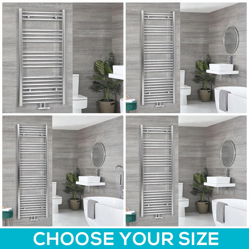 Milano Neva - Chrome Central Connection Heated Towel Rail - Choice of Size