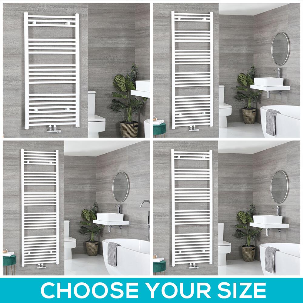 Milano Neva - White Central Connection Heated Towel Rail - Choice of Size